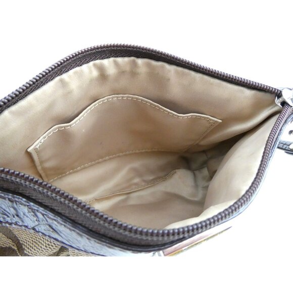 Coach Signature Khaki Brown Wristlet - Picture 7 of 12